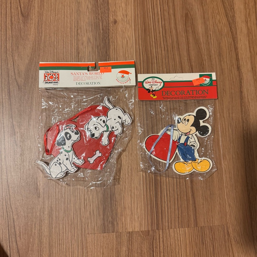 Vintage Wooden Disney Christmas Decorations - Mickey & Dalmations